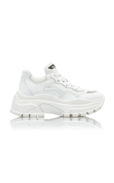 Prada Leather Platform Sneakers In White