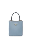 Prada Saffiano Cuir Mini Top Handle Bag In Blue
