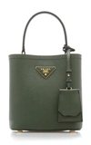 Prada Saffiano Cuir Mini Top Handle Bag In Green