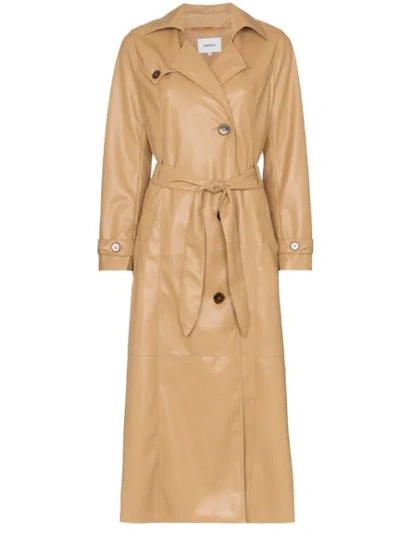 Nanushka Double Breasted Coat In Neutrals