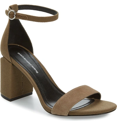 Alexander Wang Women's Abby Utilitarian High Block-heel Sandals In Khaki Suede