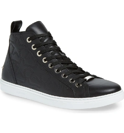 Jimmy Choo Men's Colt Embossed Leather High-top Sneakers In Black