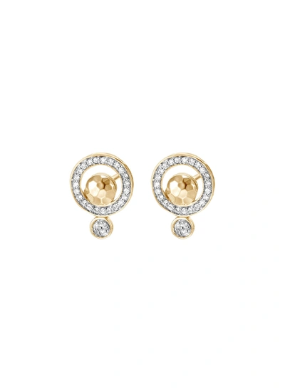 John Hardy 18k Yellow Gold Dot Pave Diamond Stud Earrings In Metallic