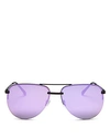 Quay X Jlo The Playa Mirrored Aviator Sunglasses, 54mm In Black/purple Mirror