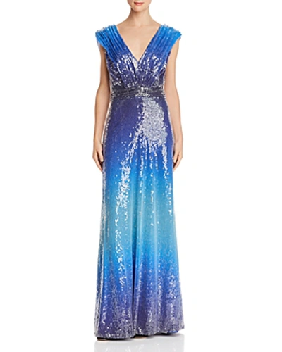 Tadashi Shoji Ombre Sequined Gown In Pacific Blue Ombre ModeSens