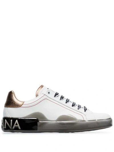 Dolce & Gabbana Portofino Melt White Leather Sneakers