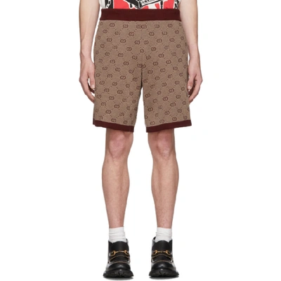 Gucci Logo-print Wool And Cotton-blend Shorts In Camel Multi