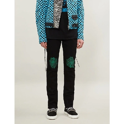 Mjb Marc Jacques Burton Crixus Graphic-print Ripped Skinny Jeans In Black Ripped