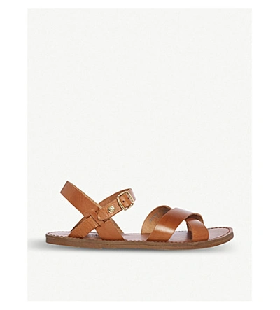 Dune Lavell Cross-strap Leather Sandals In Tan-leather
