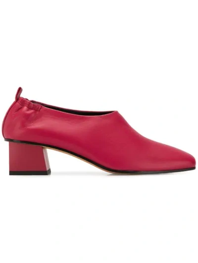 Gray Matters Micol Block-heel Leather Pumps In Red