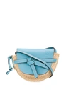 Loewe Gate Straw Mini Bag In Blue