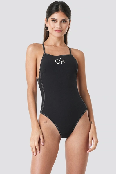 Calvin Klein Apron One Piece Swimsuit Black In Pvh Black
