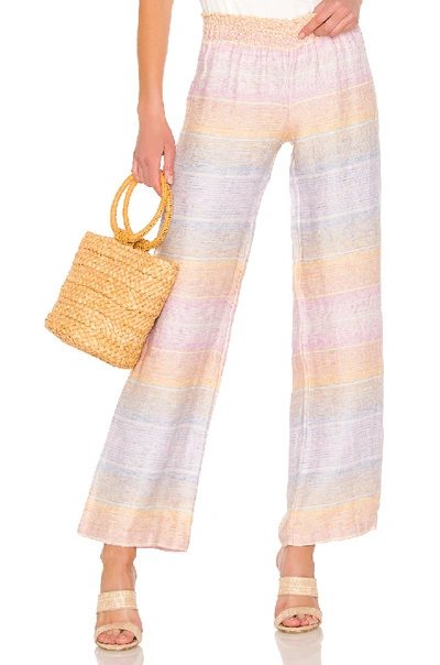 Bobi Sunset Linen Pant In Orange. In Multi