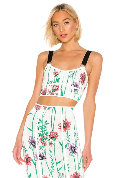 Bcbgmaxazria Floral Jacquard Cropped Top In Gardenia