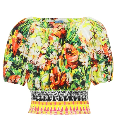 Prada Floral-print Cotton-poplin Crop Top In Multicoloured