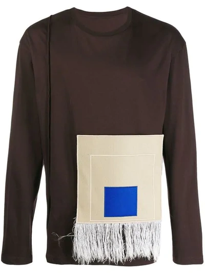 A-cold-wall* Felt-patch Long-sleeved Cotton T-shirt In Brown