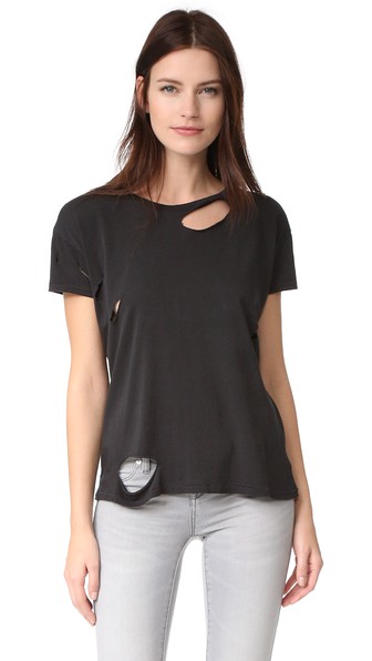 Anine Bing Distressed T Shirt In Black | ModeSens