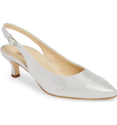 Paul Green Asia Metallic Slingback Pump In Silver Metallic Suede