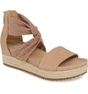 Eileen Fisher Zoe Wedge Sandal In Latte Tumbled Nubuck Leather