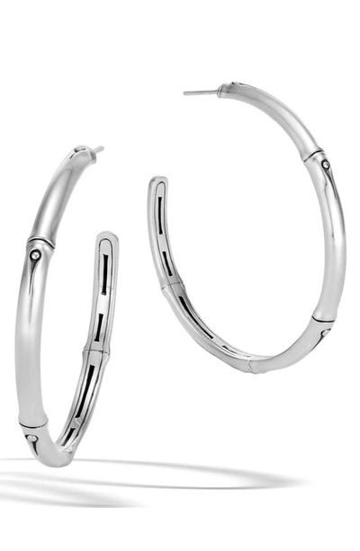 John Hardy Bamboo Collection Large Sterling Silver Hoop Earrings
