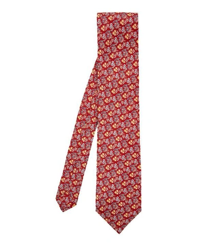 Liberty London Widnes Printed Silk Tie In Burgundy