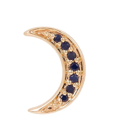 Andrea Fohrman Gold Mini Blue Sapphire Crescent Moon Stud Earring