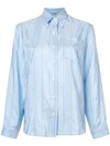 Prada Striped Monogram Print Shirt In Blue