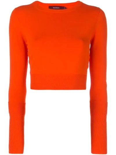 Sies Marjan Gwin Cropped Stretch-knit Sweater In Bright Orange