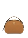 Prada Odette Saffiano Leather Shoulder Bag In Brown