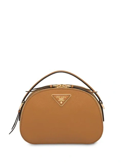 Prada Odette Saffiano Leather Shoulder Bag In Brown