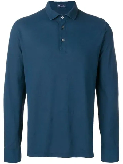 Drumohr Long-sleeved Polo Shirt In Blue