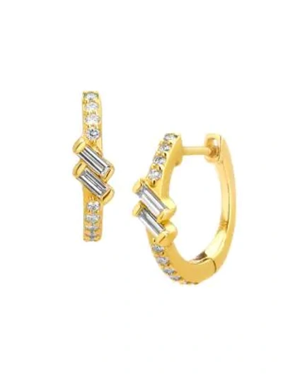 Celara 14k Gold & Diamond Huggie Earrings