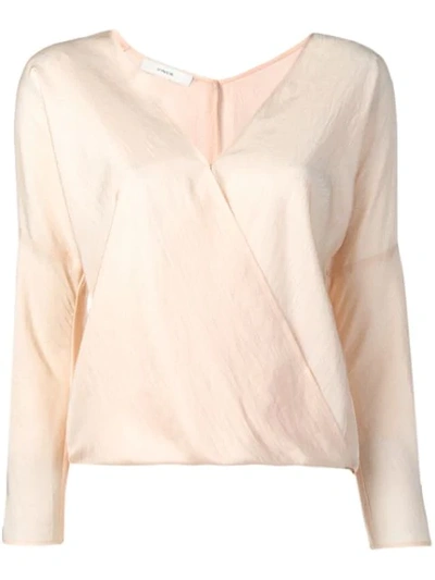 Vince Crossover Blouse In Pink