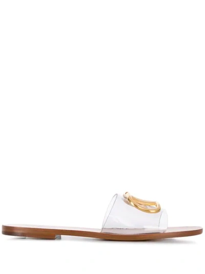 Valentino Garavani Transparent Logo Slide Sandals In Transparent,br