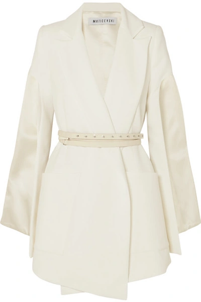 Maticevski Firmament Cape-effect Belted Satin Blazer In White