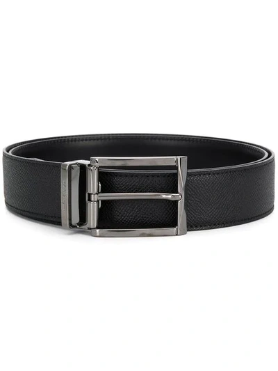 Ferragamo Textured Belt In Black