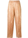 Forte Forte Pleated Metallic Trousers In Gold