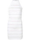 Balmain Striped Knit Dress In White