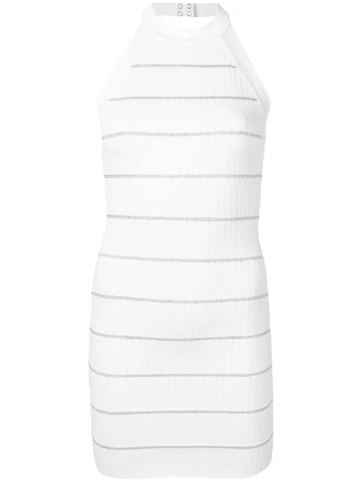 Balmain Striped Knit Dress In White