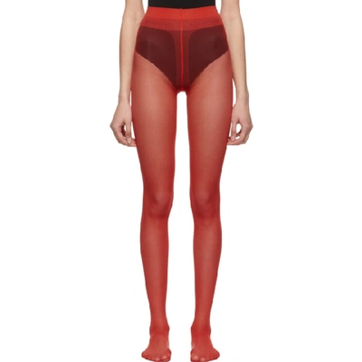 Gucci Red Plain Logo Tights In 6525 Orange