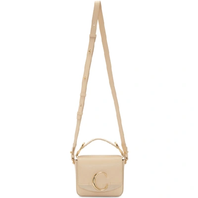Chloé C Mini Leather Shoulder Bag In 290 Blondie Beige