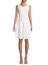Saks Fifth Avenue Pleated Knit Fit-&-flare Dress In White