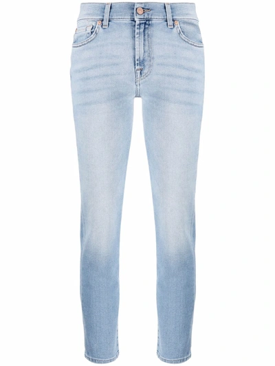 7 For All Mankind Roxanne Ankle Luxe Cropped Jeans In Blue