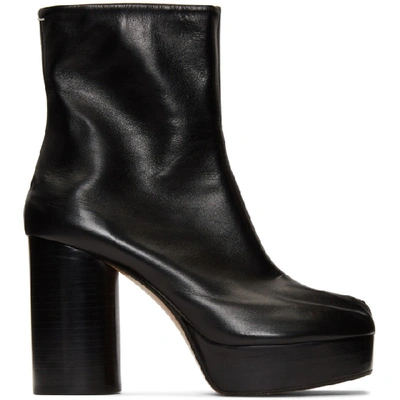 Maison Margiela Black Printed Heel Tabi Boots In T8013  Blac