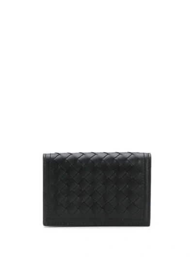 Bottega Veneta Intrecciato Bi-fold Leather Cardholder In Black