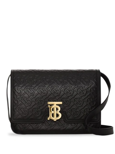 Burberry Tb Quilted Leather Crossbody Bag In Black