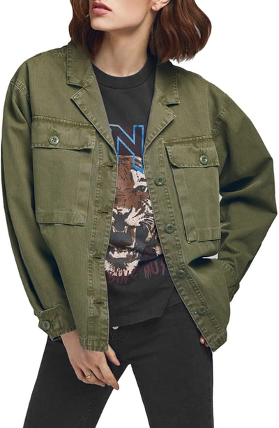 Anine Bing Sawyer Military Shirt Jacket In Military Green