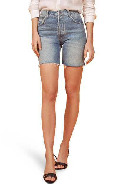 reformation denim shorts