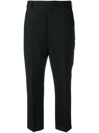 Rick Owens Astaire Crop Stretch Wool Pants In Black