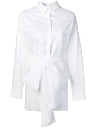 Prada Bow Detail Shirt In White